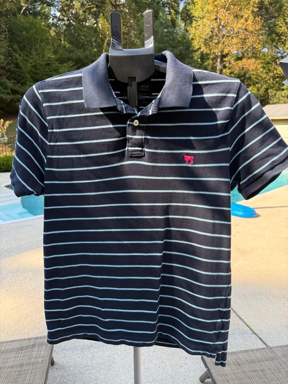 Woolrich John Rich & Bros Polo Shirt Size S Navy Striped
